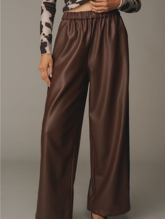 Maeve Pants - Maeve Faux Leather Pull-On Track Pants